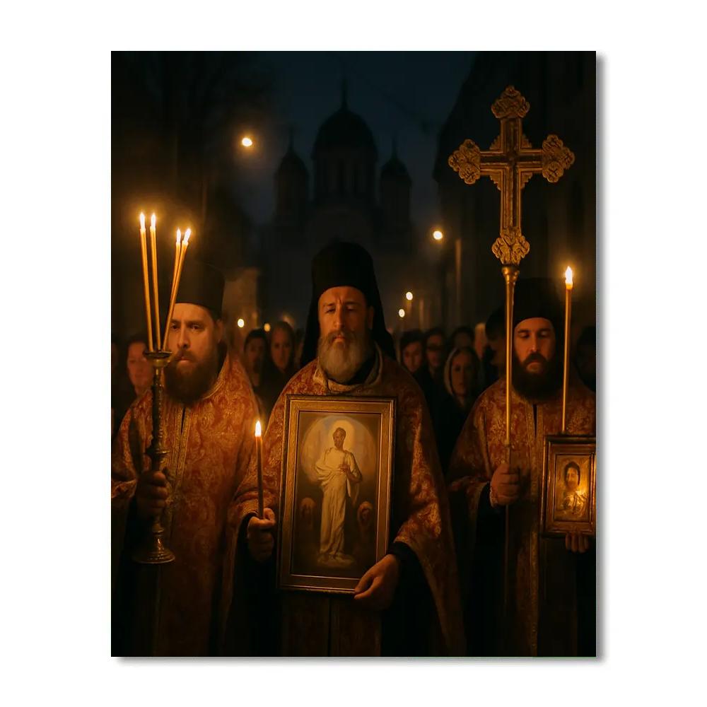 Easter Procession Orthodox City Number painting