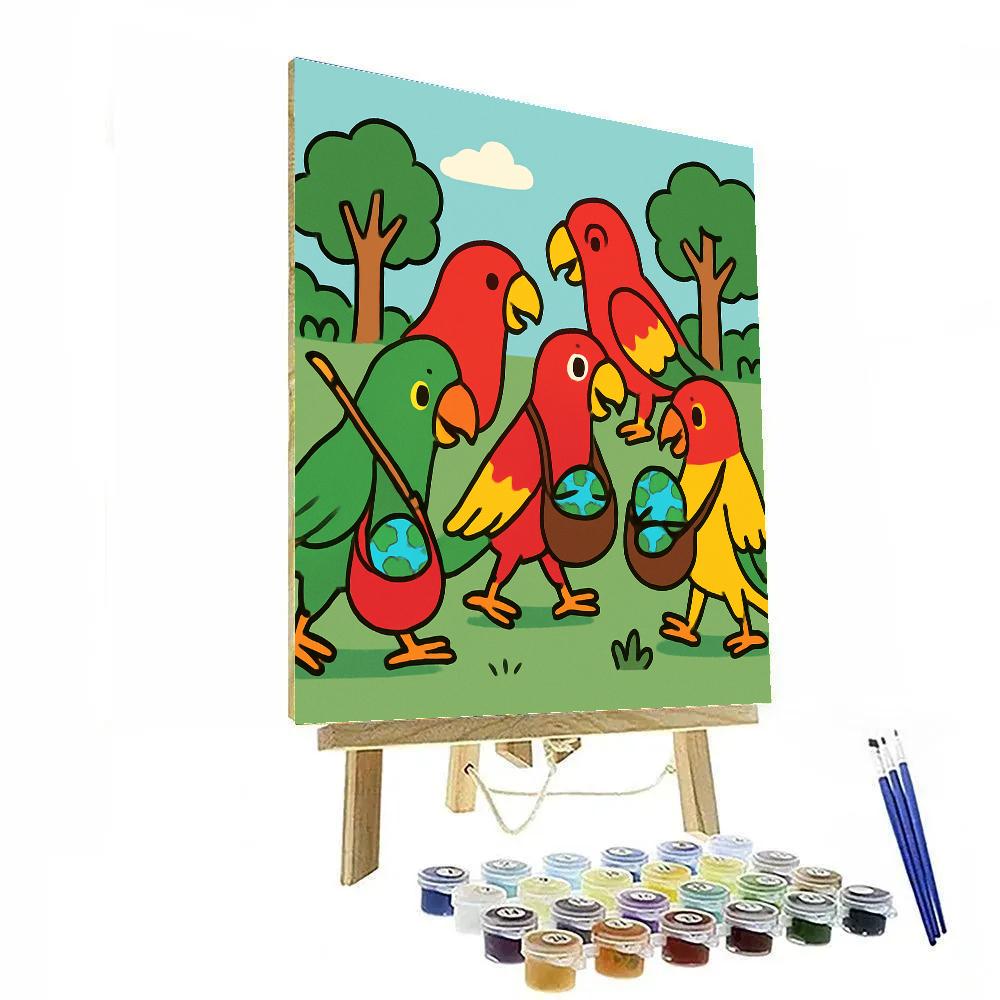Pocket Planet Parrots painting number kit