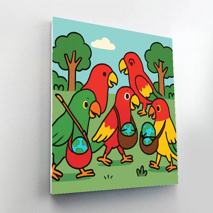Pocket Planet Parrots painting number kit