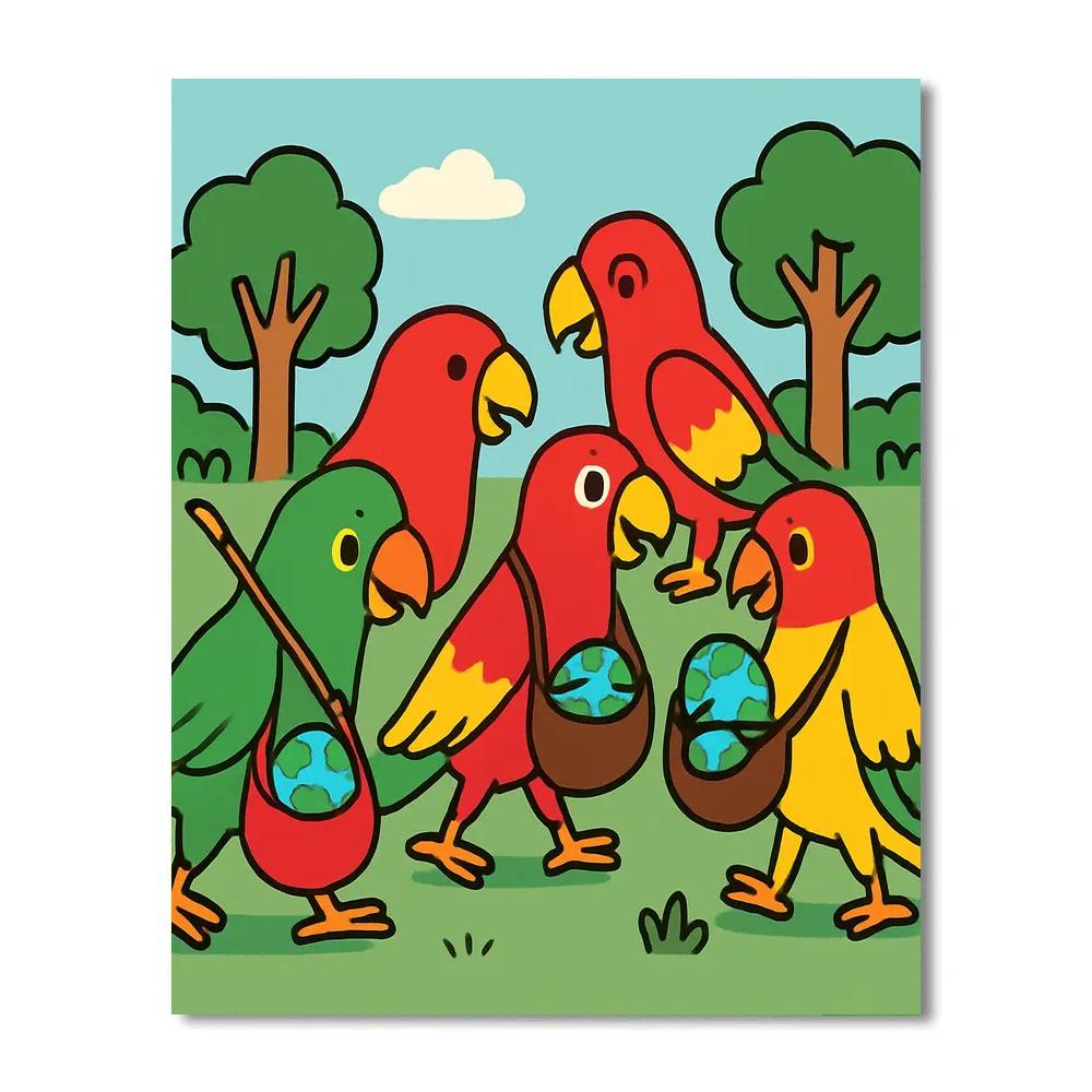 Pocket Planet Parrots painting number kit