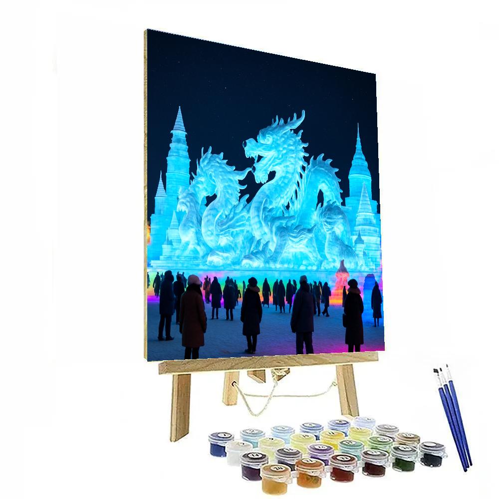 Harbin Ice Festival Night Lights Number painting
