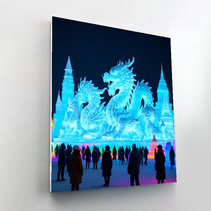 Harbin Ice Festival Night Lights Number painting