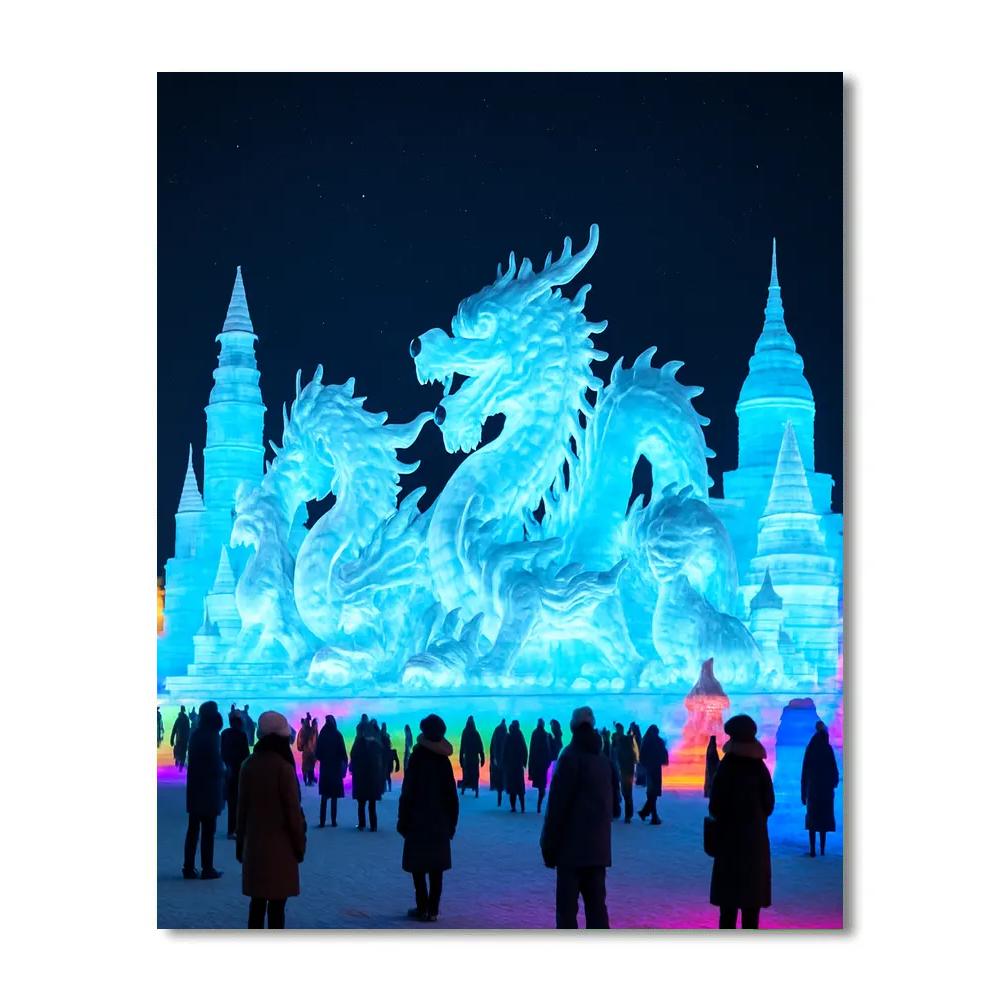 Harbin Ice Festival Night Lights Number painting