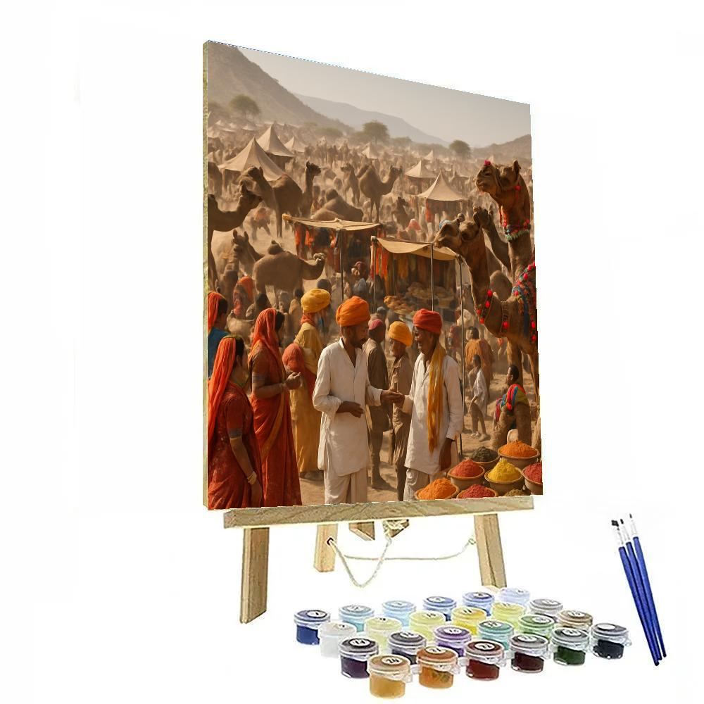 Pushkar Camel Fair Bazaar Scene Numbered painting kits