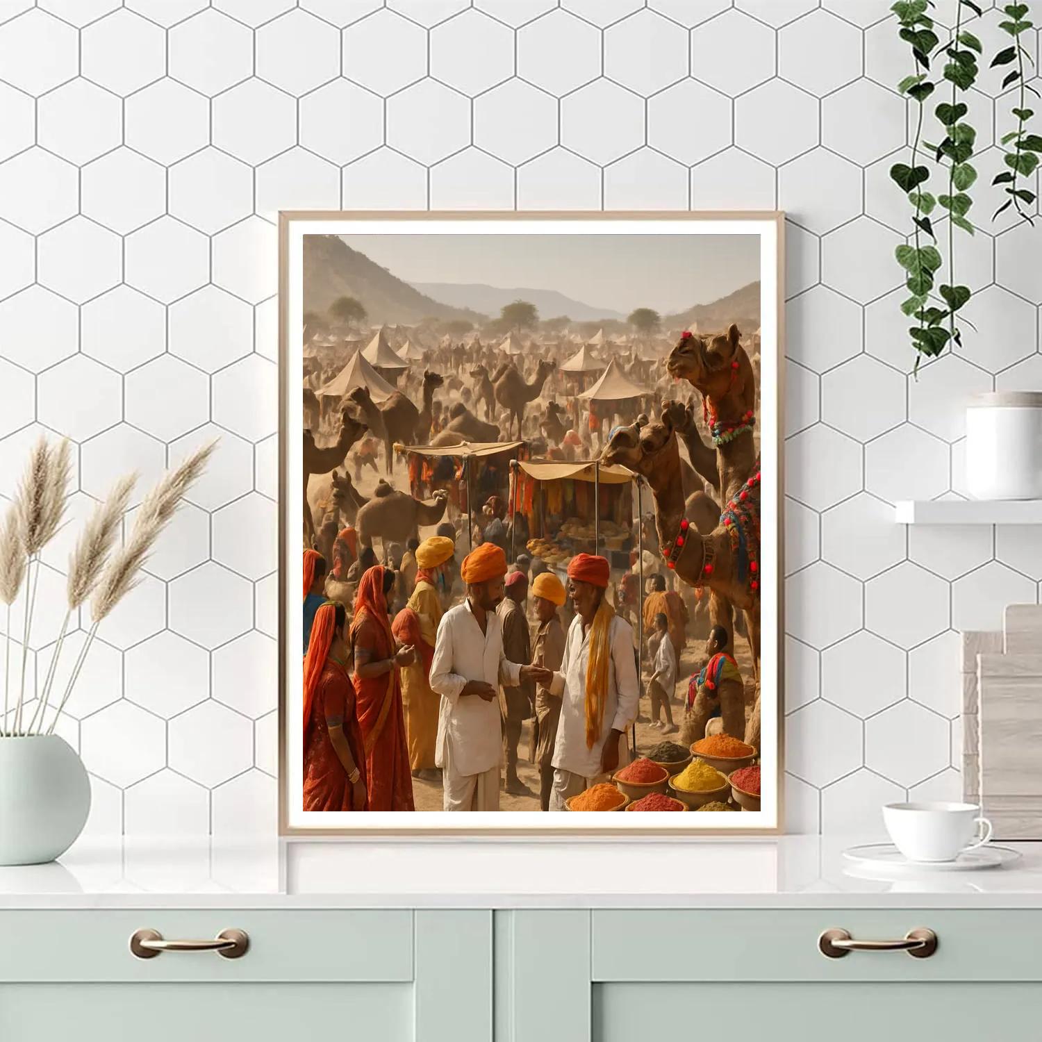 Pushkar Camel Fair Bazaar Scene Numbered painting kits