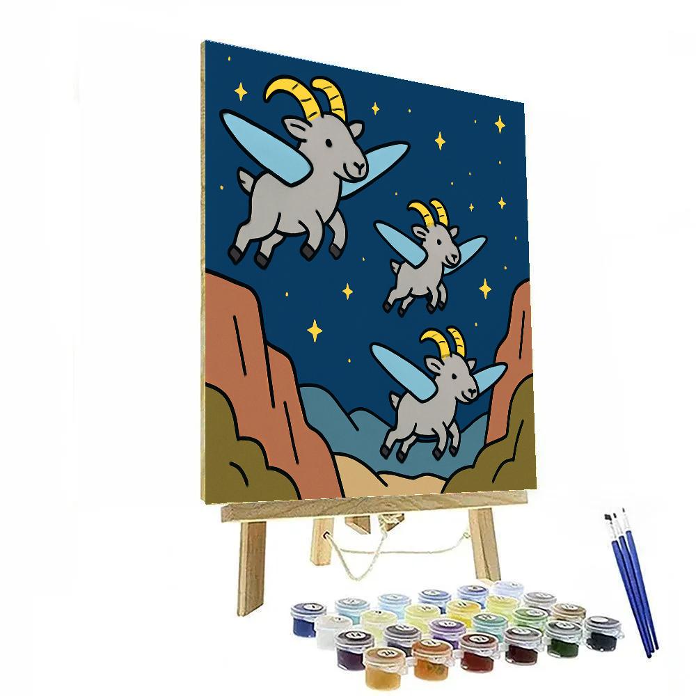 Galaxy Glider Goats DIY paint by numbers