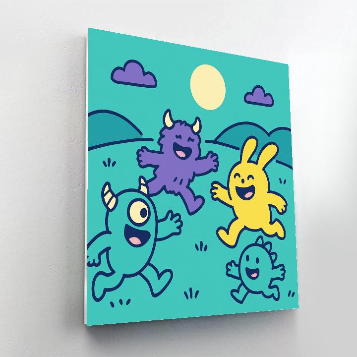 Moonlit Meadow Monsters paint by number