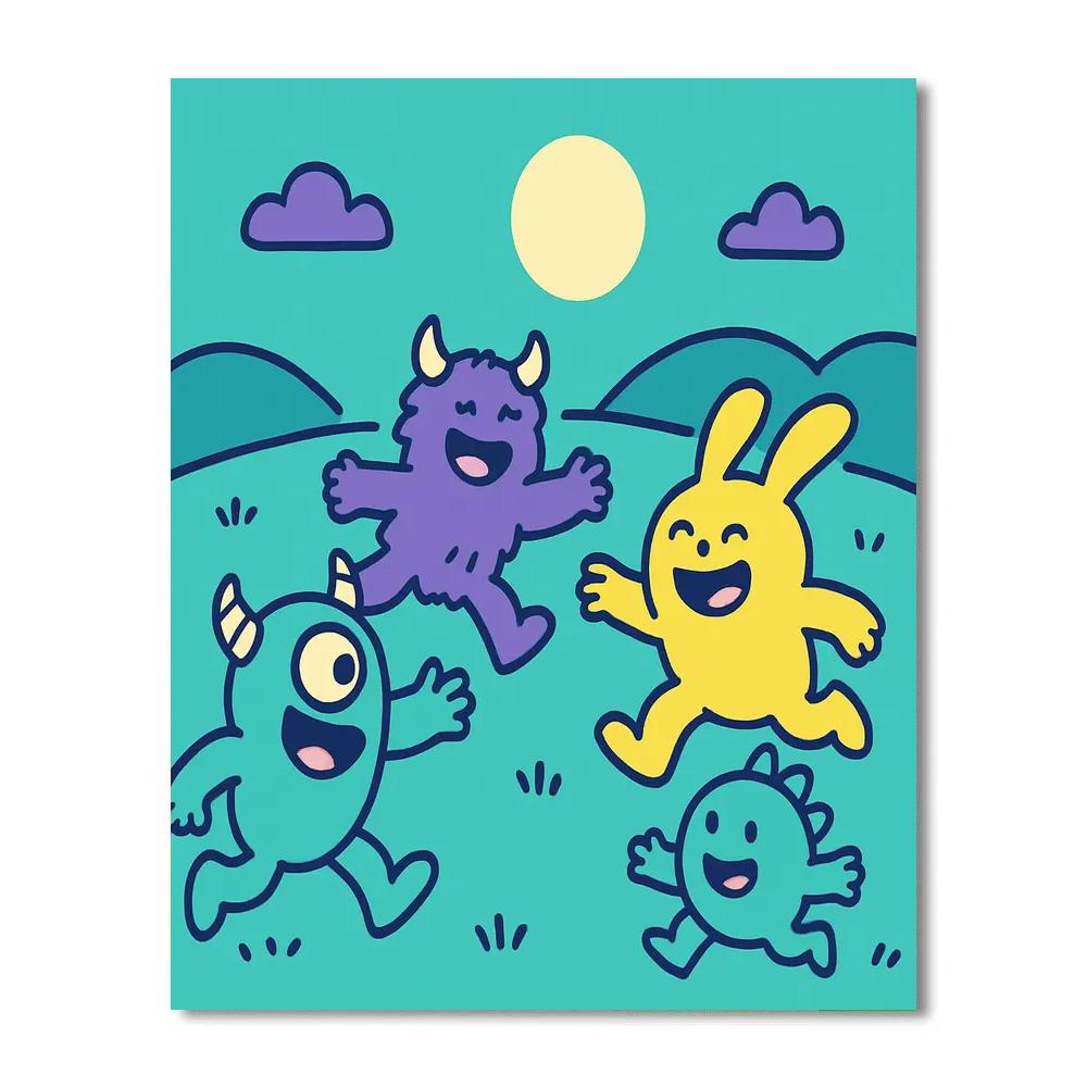 Moonlit Meadow Monsters paint by number