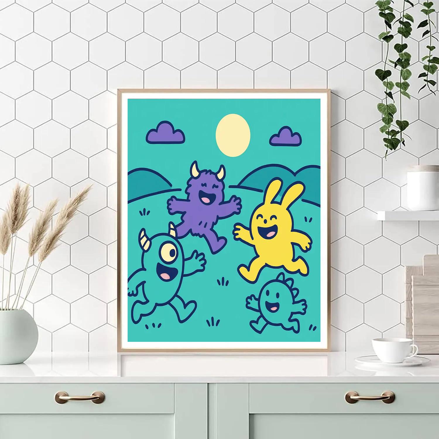 Moonlit Meadow Monsters paint by number