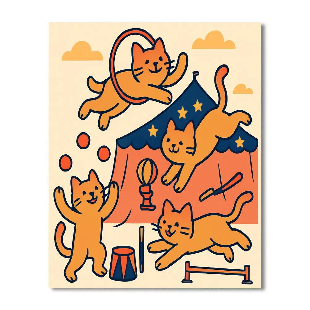 Celestial Circus Cats Painting by numbers kit