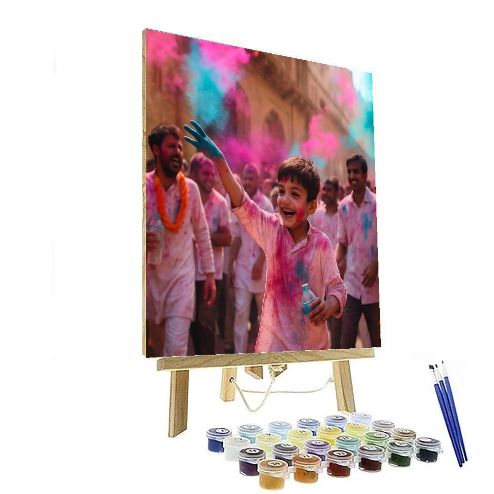 Holi Mathura Street Celebration DIY paint by numbers
