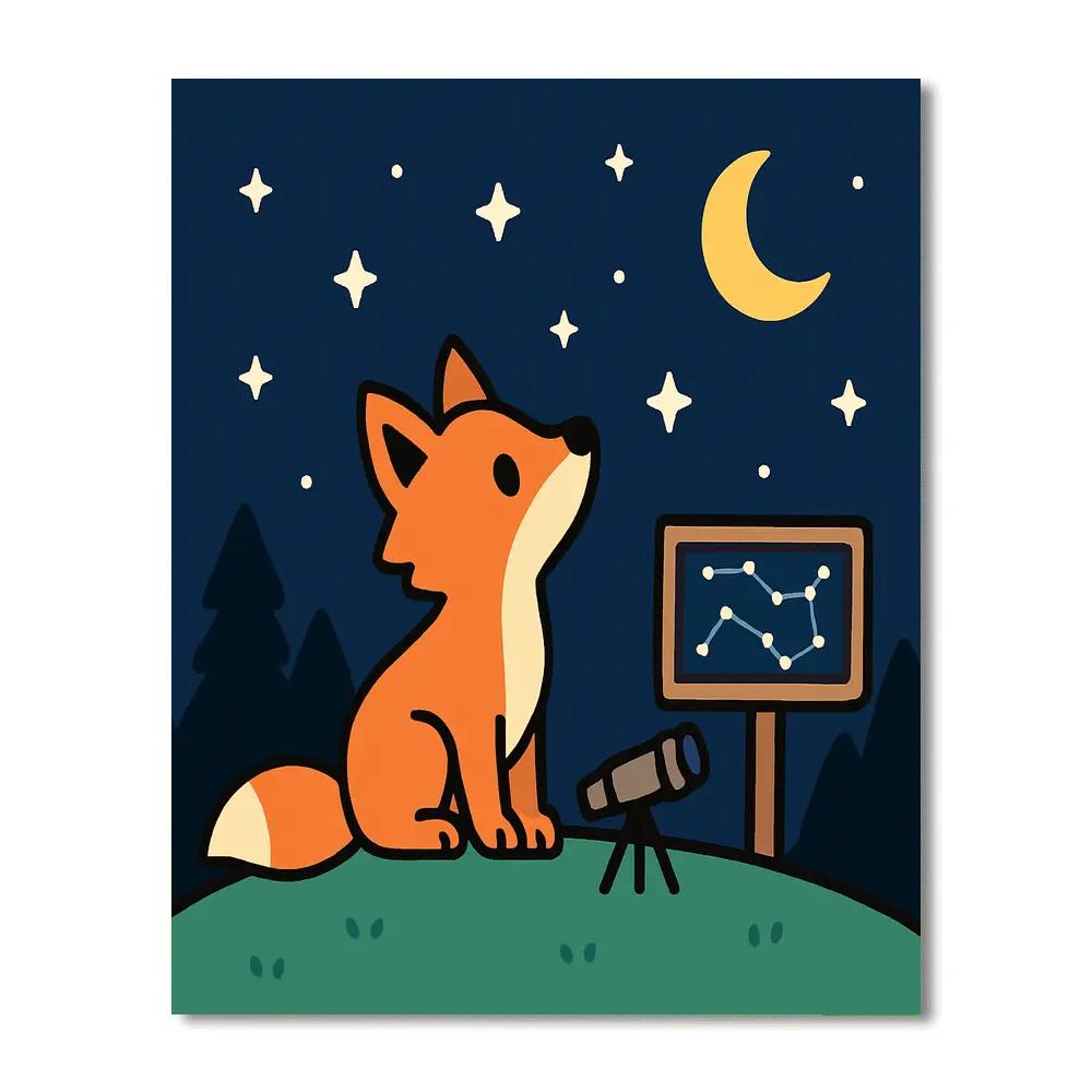 Stargazing Fox DIY paint by numbers