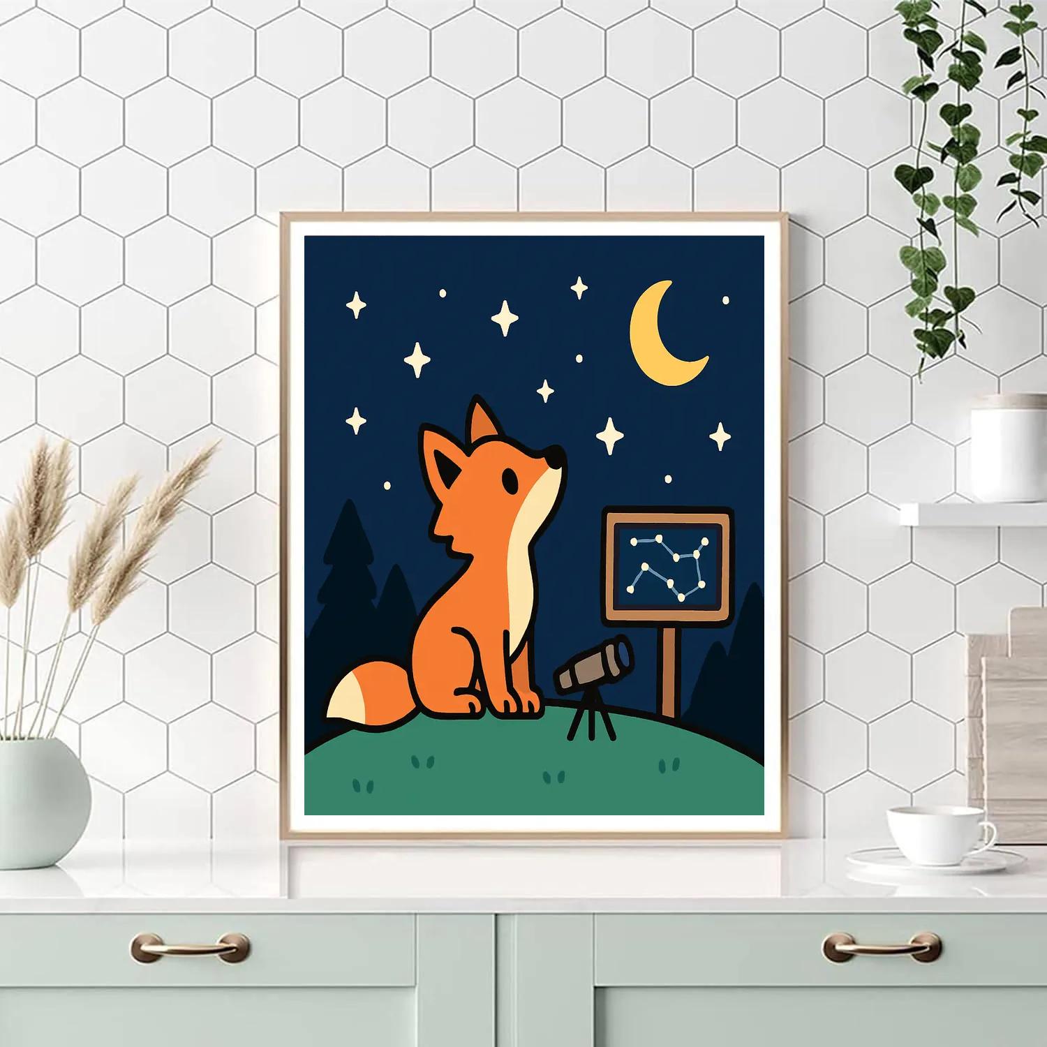 Stargazing Fox DIY paint by numbers