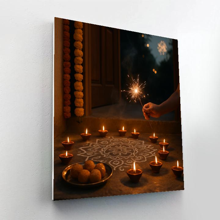 Diwali Doorstep Diyas At Dusk Painting by numbers kit