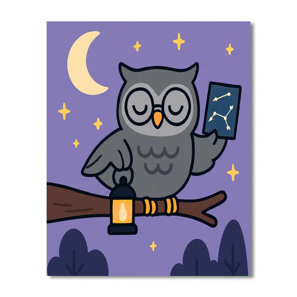 Moonlight Owl Patrol paint by numbers