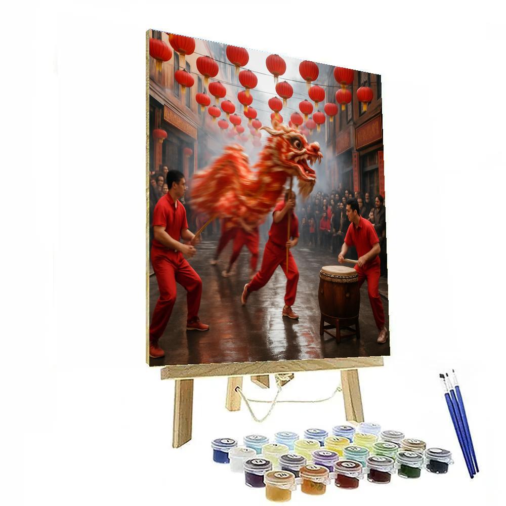 Chinese New Year Dragon Dance Street paint by color
