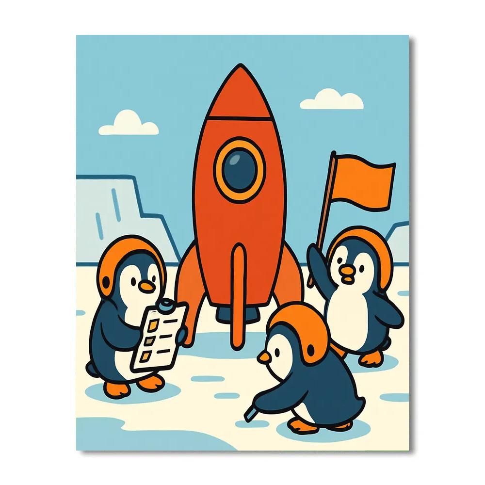 Rocket Penguin Crew Numbered painting kits