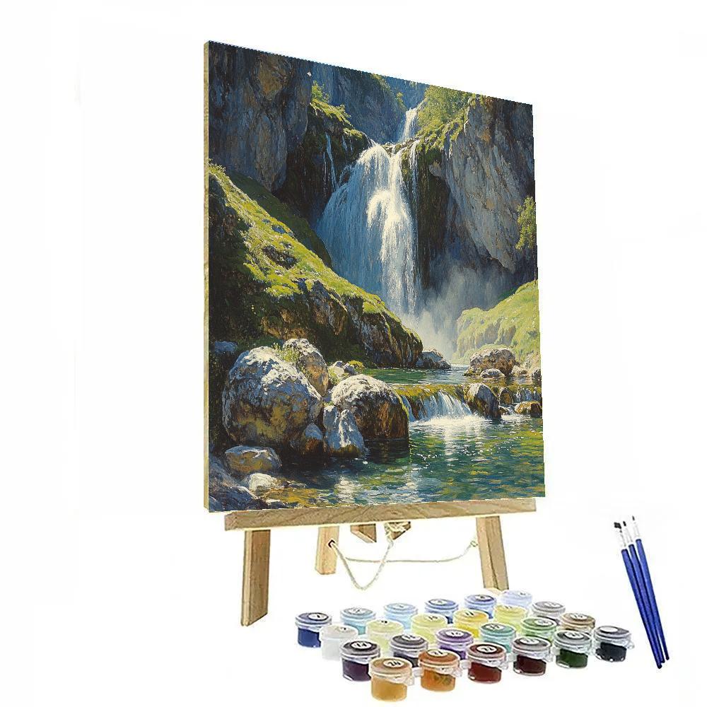 Leonardo Da Vinci Inspired Misty Waterfall Study Numbered painting kits
