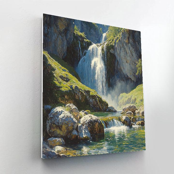 Leonardo Da Vinci Inspired Misty Waterfall Study Numbered painting kits