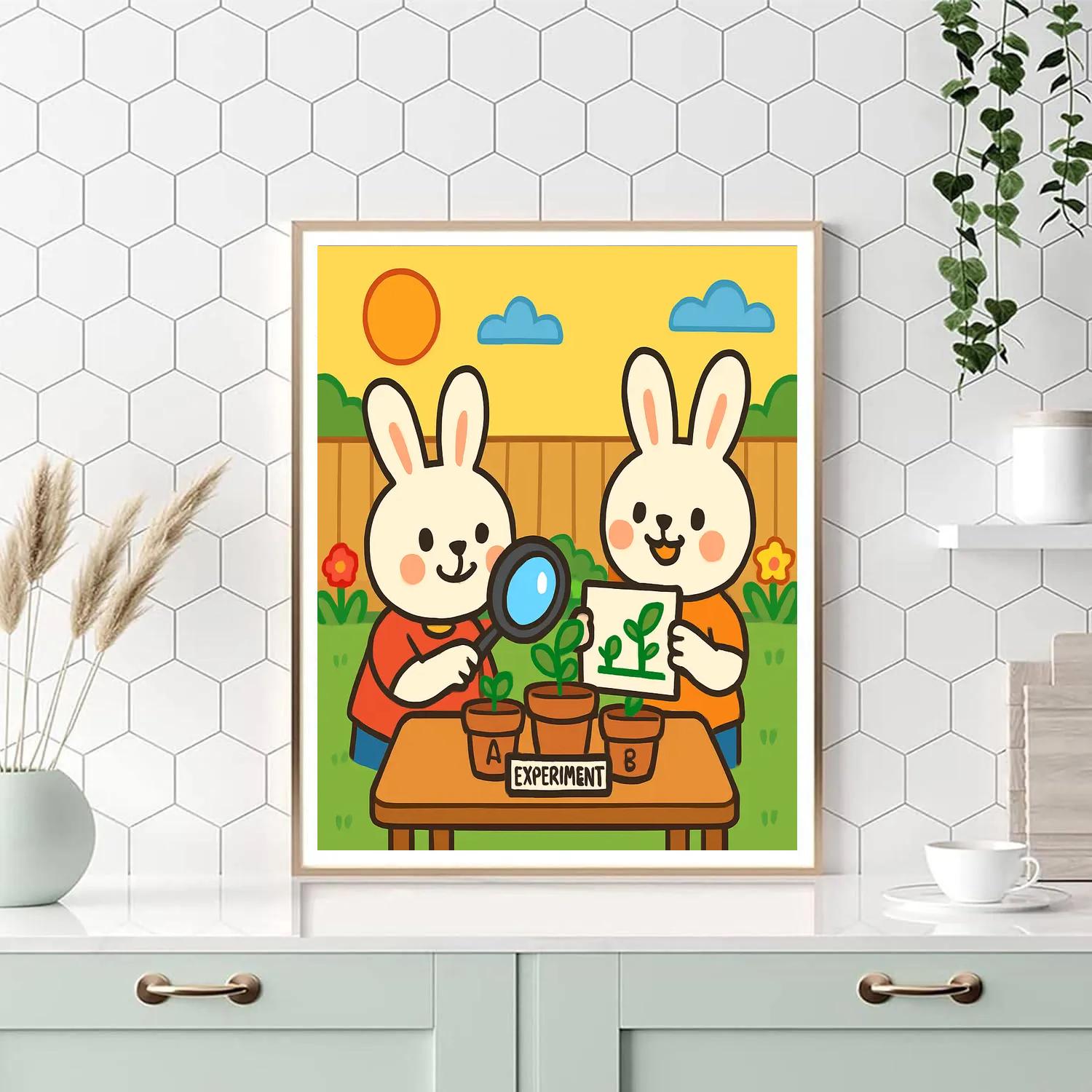 Garden Science Rabbits Painting by numbers kit
