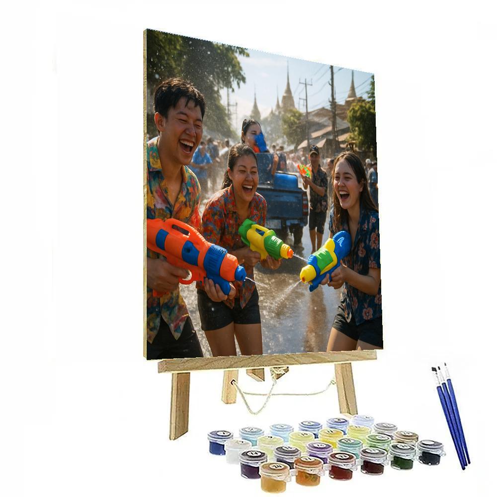 Songkran Water Fight Street painting number kit