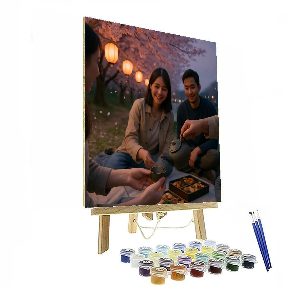 Hanami Evening Cherry Blossom Picnic Number painting