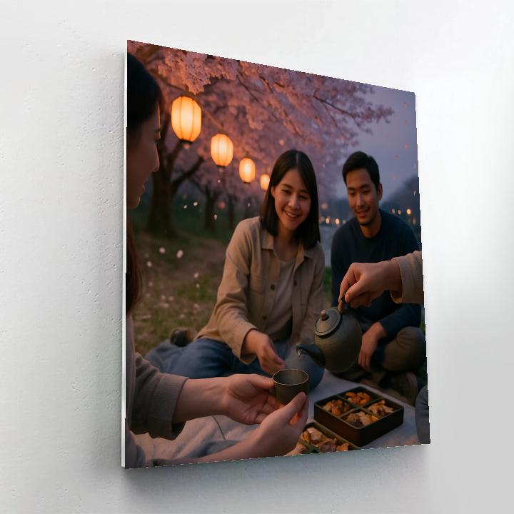 Hanami Evening Cherry Blossom Picnic Number painting