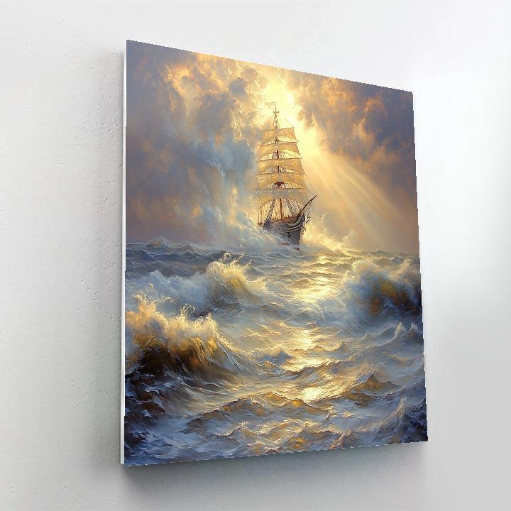 Turner Inspired Ship In Storm paint by number