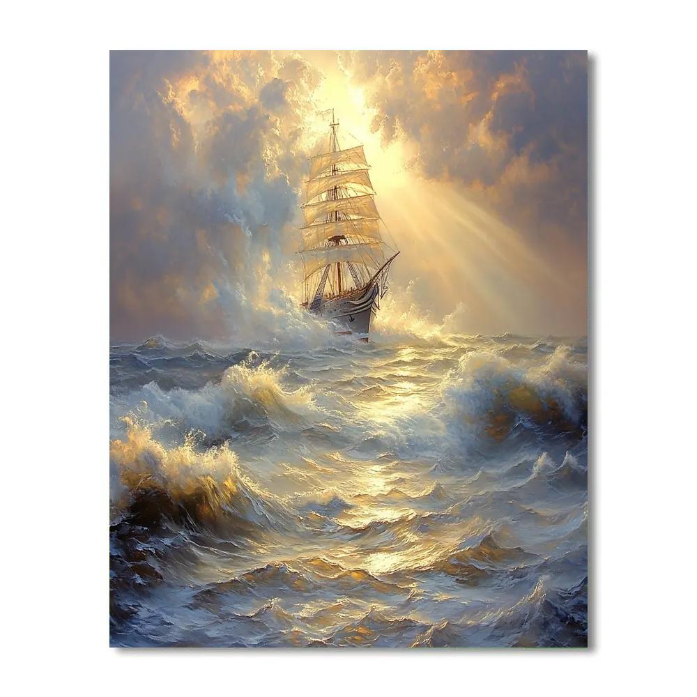 Turner Inspired Ship In Storm paint by number