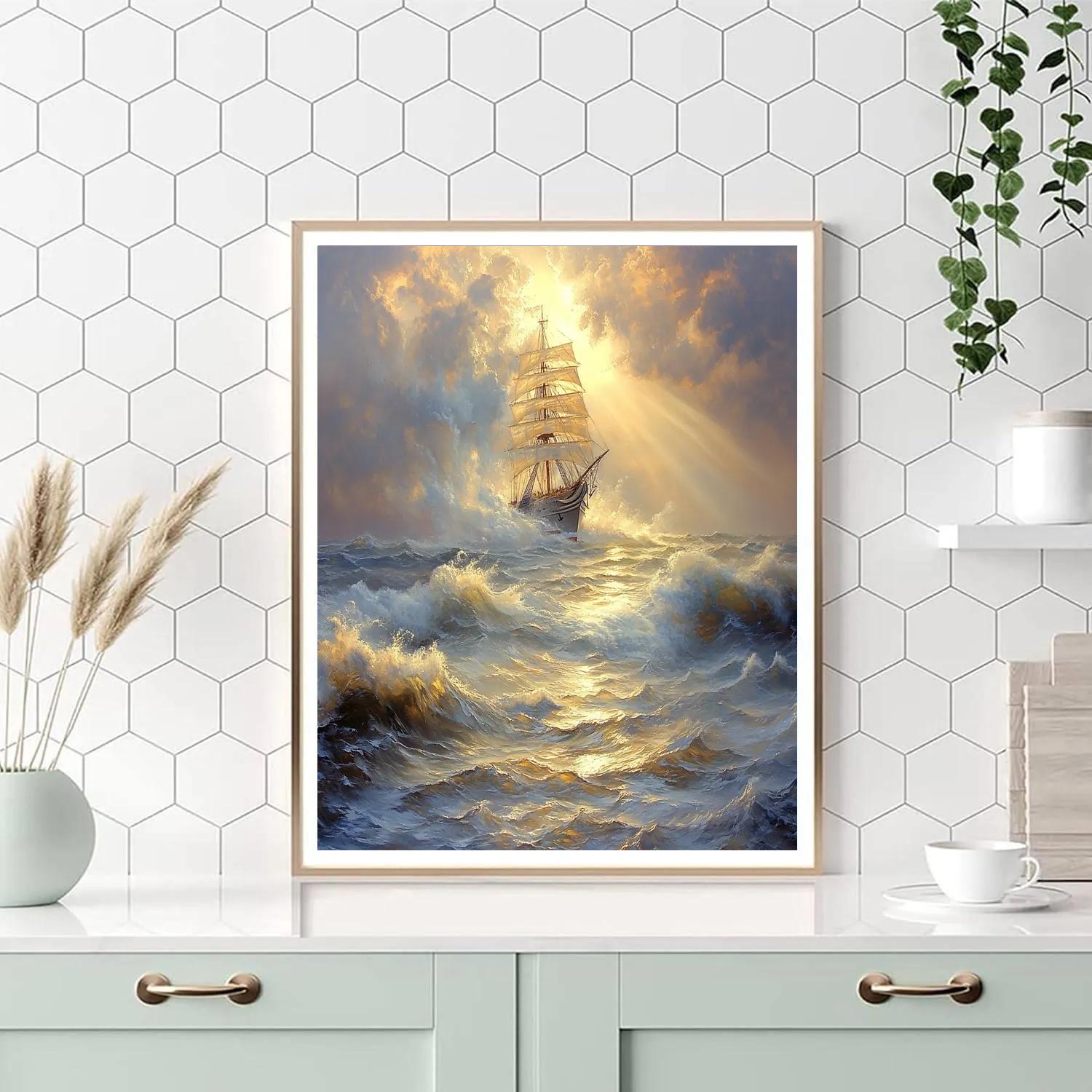 Turner Inspired Ship In Storm paint by number