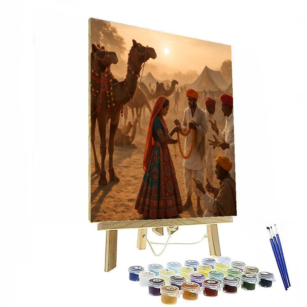 Pushkar Camel Fair Market Dawn paint by numbers