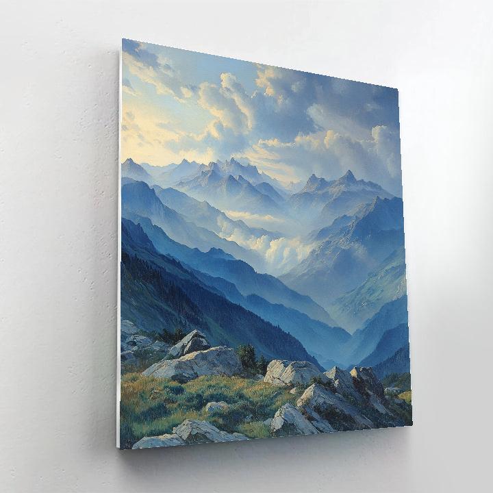 Leonardo Da Vinci Inspired Mountain Cloud Passage paint by color