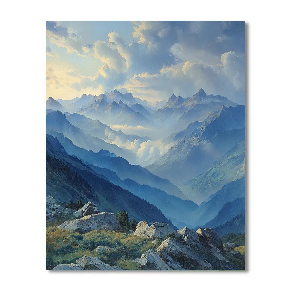 Leonardo Da Vinci Inspired Mountain Cloud Passage paint by color
