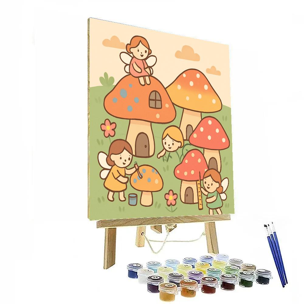 Mushroom Village Fairies Paint by numbers kits