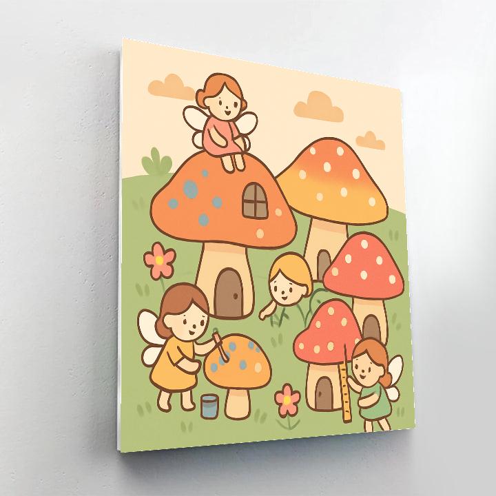 Mushroom Village Fairies Paint by numbers kits