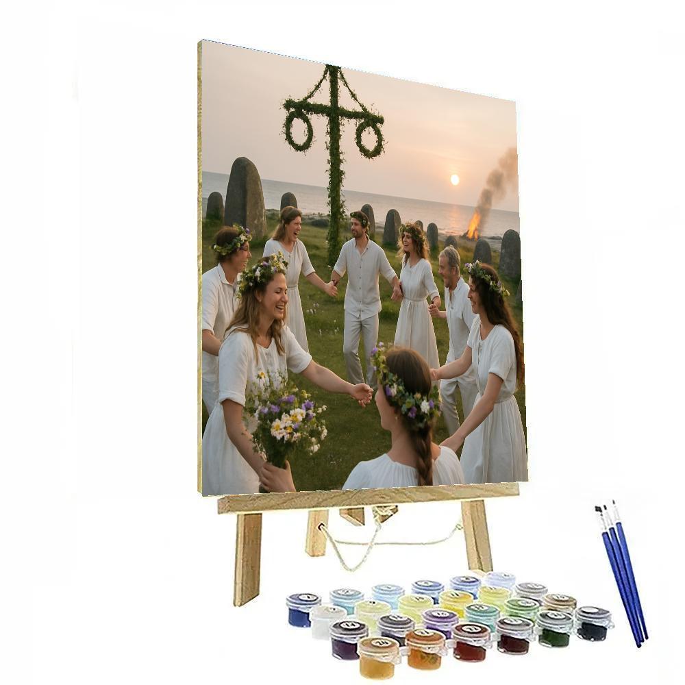 Midsummer Stone Circle Bonfire Sweden paint by numbers