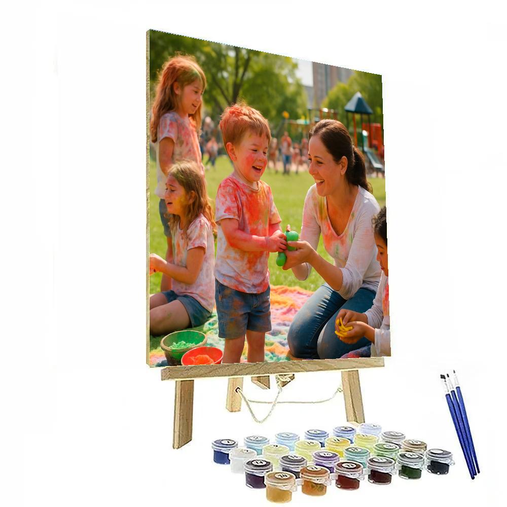 Holi Colours For Children Park Painting by numbers kit