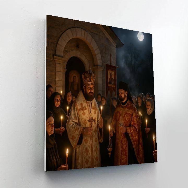 Easter Orthodox Midnight Liturgy Number painting