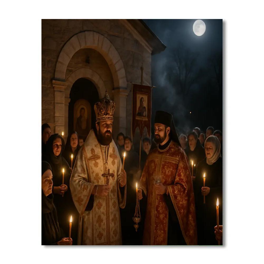 Easter Orthodox Midnight Liturgy Number painting