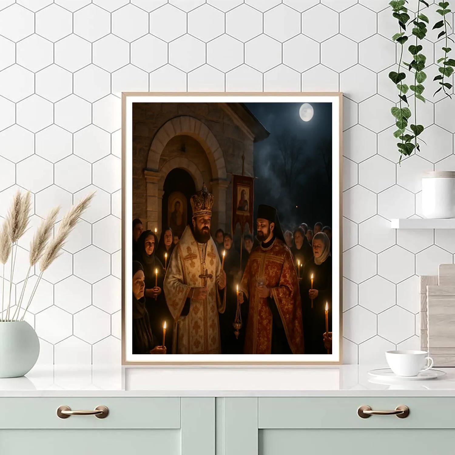 Easter Orthodox Midnight Liturgy Number painting