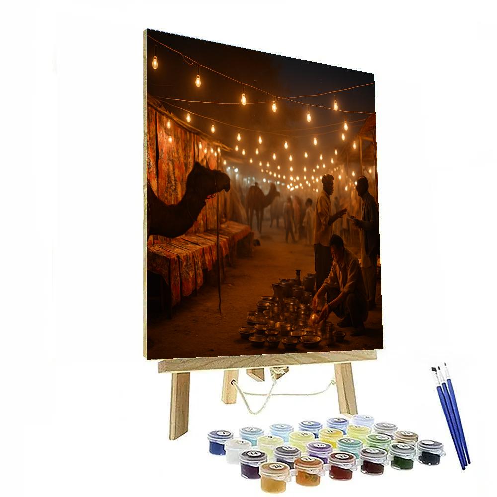 Pushkar Night Bazaar Camel Lights Paint by numbers kits