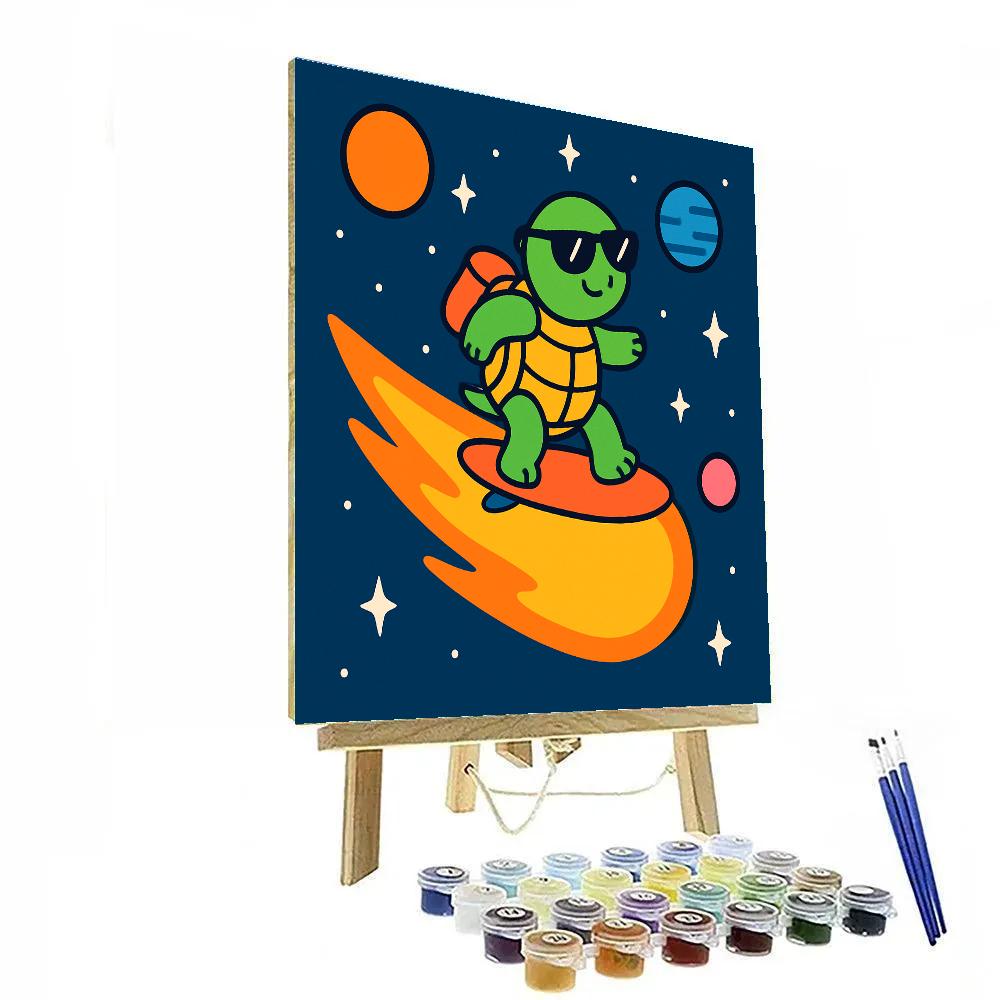 Comet Surfing Turtle paint by number
