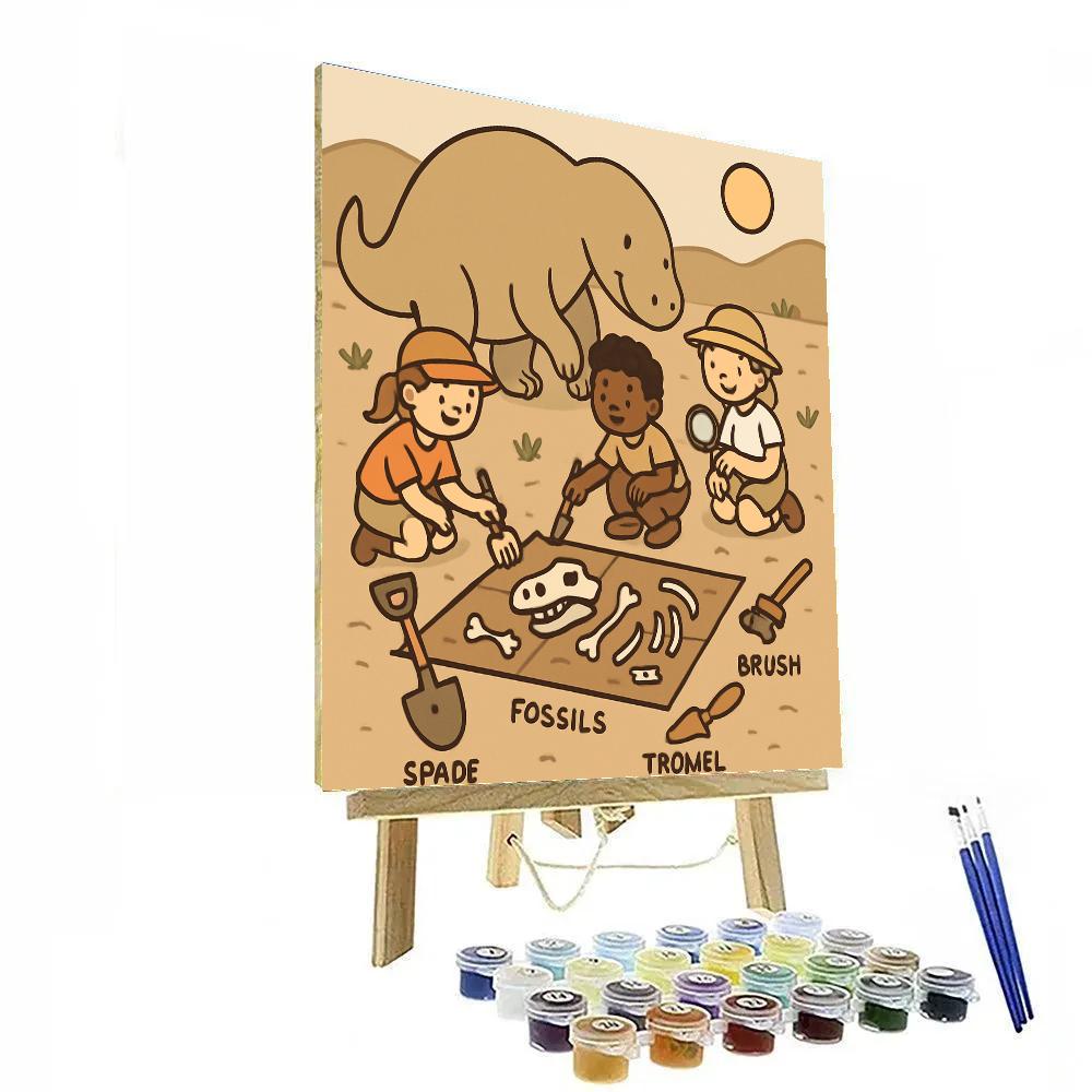 Dinosaur Dig Day painting number kit