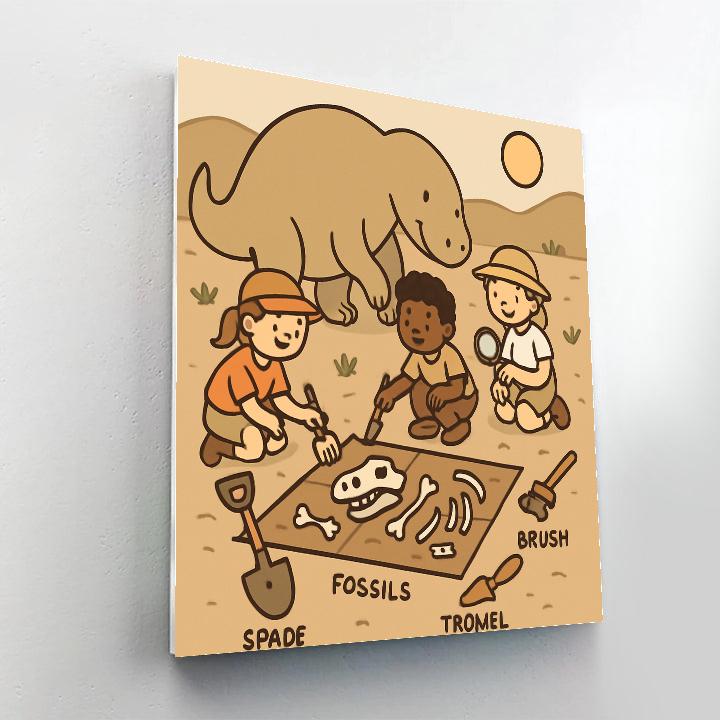 Dinosaur Dig Day painting number kit