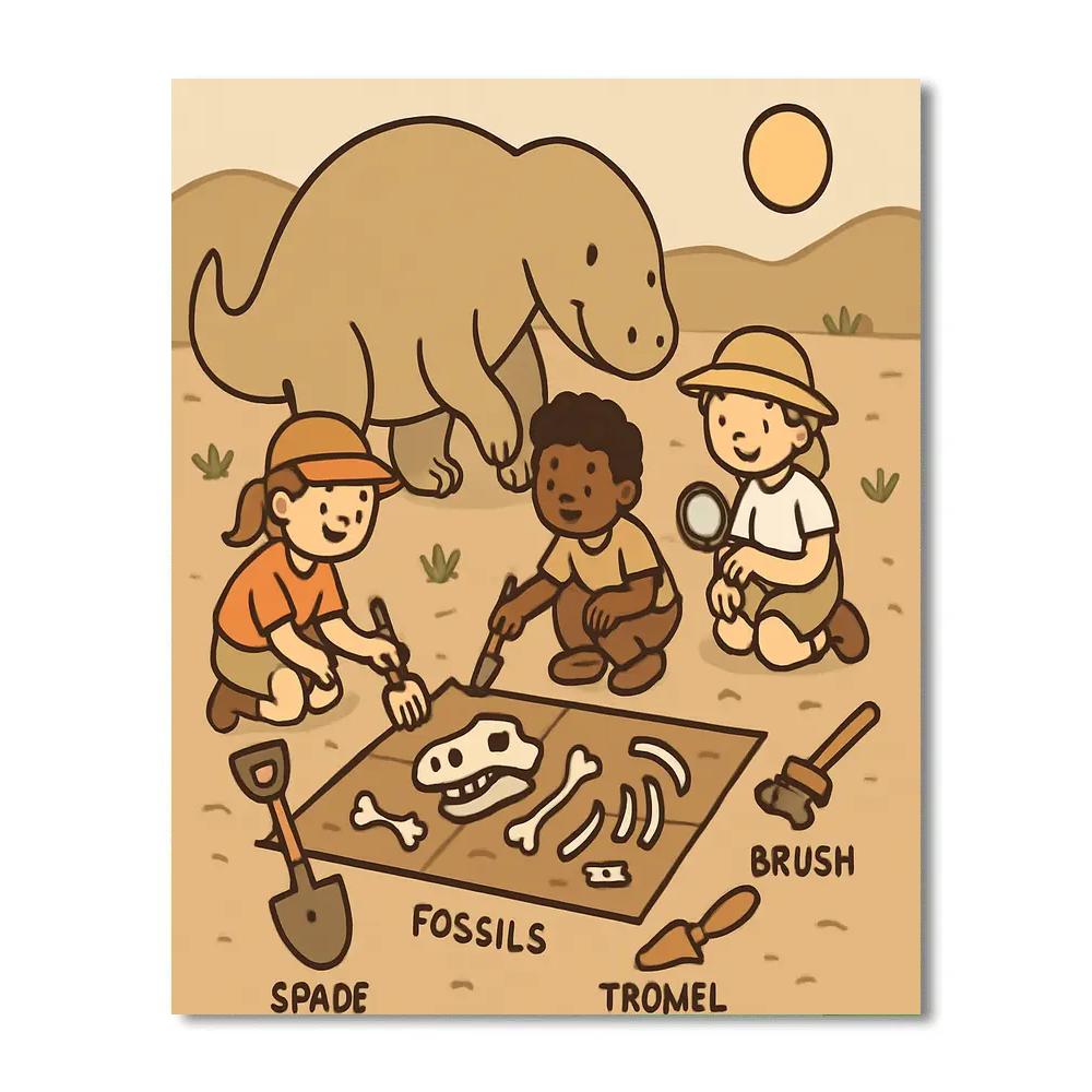 Dinosaur Dig Day painting number kit