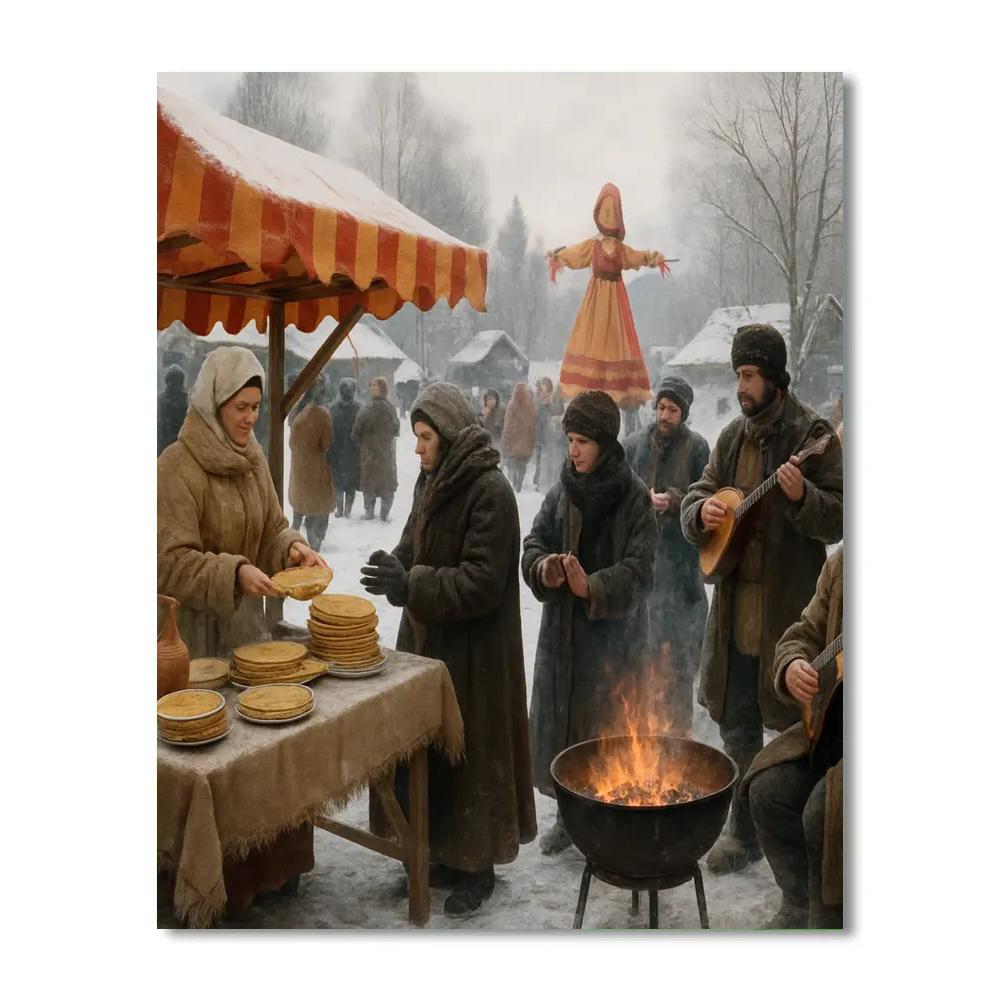 Maslenitsa Pancake Farewell To Winter Paint by numbers kits