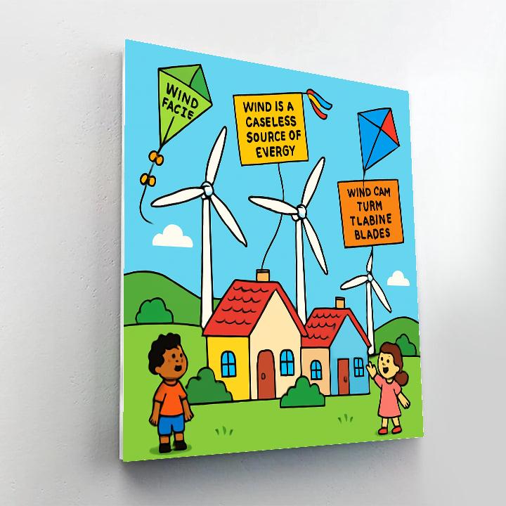 Windmill Kite Village painting number kit