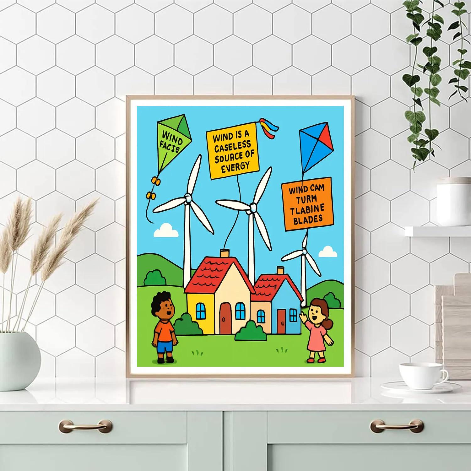 Windmill Kite Village painting number kit