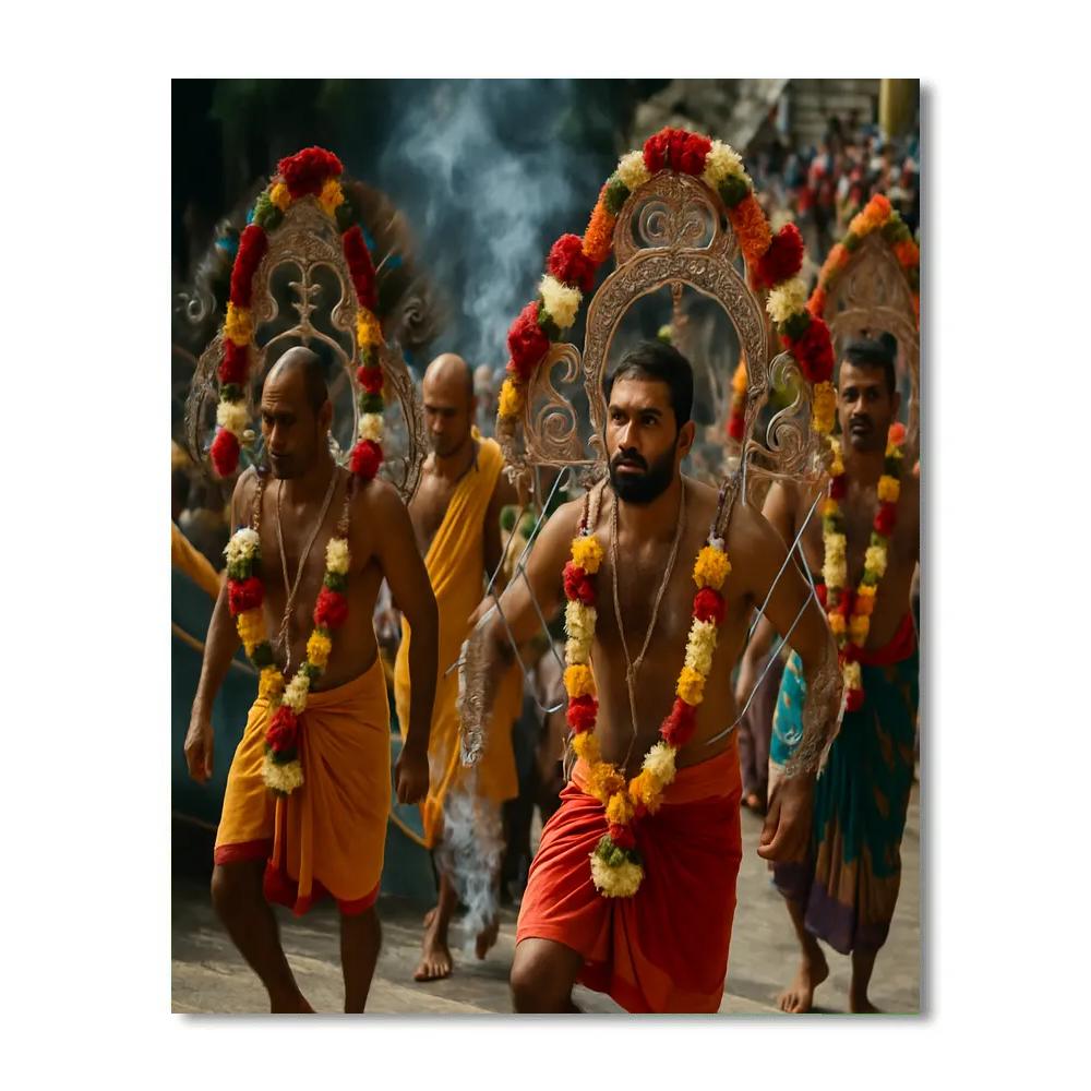 Thaipusam Devotee Kavadi Pilgrimage paint by number