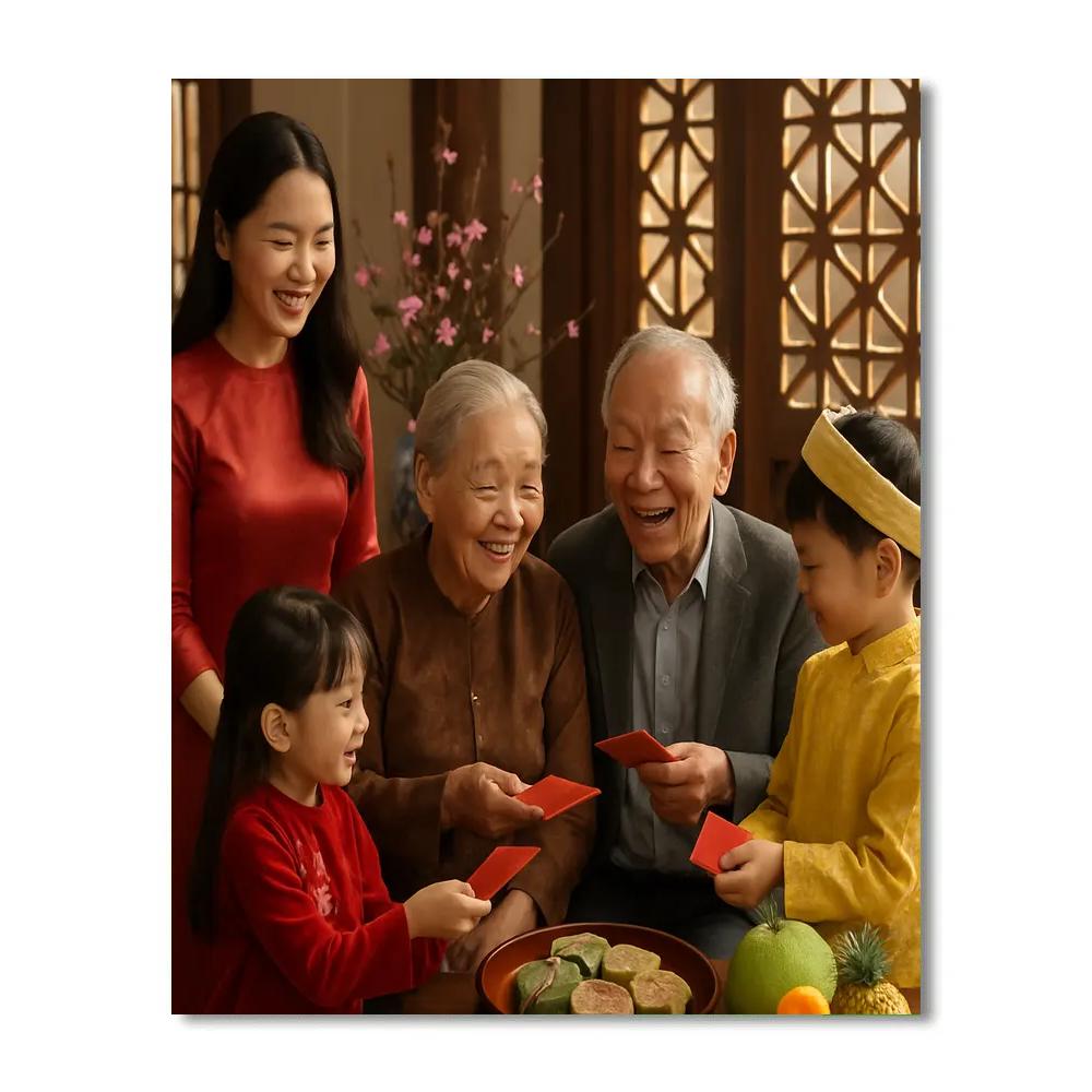 Tet Lunar New Year Family Reunion paint by color